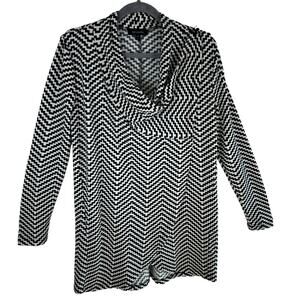 The Limited Black White Zig Zag Long Sleeve Cowl Neck Light Wrap Sweater Size M